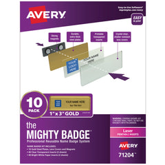 VISITOR ACCESS - AVERY REUSABLE NAME BADGE SYSTEM - 1X3 - LASER PRINT - GOLD