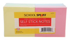 NOTES SELF STICK 3X3IN ASST PASTEL 100 SHEET PAD PACK OF 12 - SCHOOL SMART