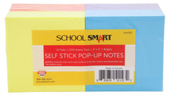 NOTES SELF STICK POP UP BRIGHTS 3X3 IN 100 SHEET PAD PACK OF 12 - SCHOOL SMART