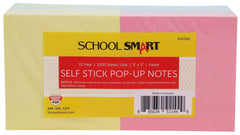 NOTES SELF STICK POP UP PASTEL 3X3 IN 100 SHEET PAD PACK OF 12 - SCHOOL SMART