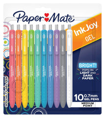 PEN PAPERMATE INKJOY GEL BRIGHT RETRACTABLE 0.7 MM ASSORTED PACK OF 10