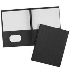 FOLDER 2-POCKET W/FASTENER 70 SHT CAP BLACK PK OF 25