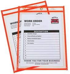 DRY ERASE POCKET REUSABLE 9X12 NEON ORANGE PACK OF 15