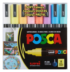 MARKERS PAINT POSCA MEDIUM POINT ASST SOFT COLORS SET OF 8