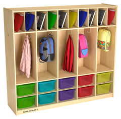 KIT - COAT LOCKER DOUBLE BIN 10 CUBBY WITH TRANSLUCENT-COLORED BINS