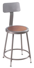 STOOL - NATIONAL PUBLIC SEATING HEAVY DUTY STEEL STOOL - ADJUSTABLE HEIGHT - HARDBOARD INSET - BACKREST - 19-27 IN - SPECIFY FRAME COLOR