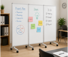White Board 3 Part Dual Side Movable 180x100x3 cm