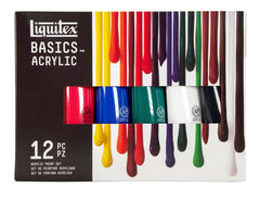 PAINT - COLART - LIQUITEX BASICS ACRYLIC COLOR 12 X 118ML TUBE SET