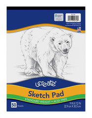PAPER SKETCH PAD UCREATE 9X12 50 LB WHITE 50 SHTS