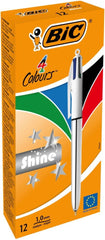 Pen Bic 4Col Shine Rgold Pk12