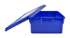 SCHOOL SMART MEDIUM STORAGE BIN WITH LID - 11 X 16 X 6 IN - BLUE