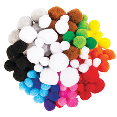 Pom-Poms Asst Sizes & Colours 100