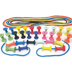 Wooden Threading Coloured Spools 30 Spools 10 Threads