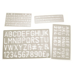 Upper/Lowercase Alphabet And Numbers Stencils x4