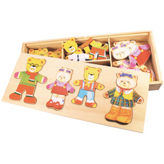 Dress Up Bear Family Wooden Playset 72 Pieces