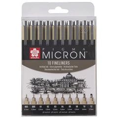 Sakura Pigma Micron Fineliners Set of 10 Sizes Black