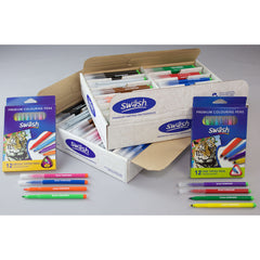 Swash Komfigrip Colouring Pens, Fine Tip, Assorted - pack of 12