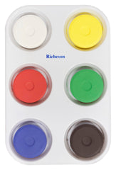 PAINT TEMPERA CAKES RICHESON LARGE ASST PRIMARY MUFFIN TRAY SET OF 6