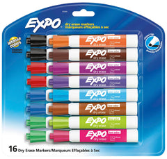 MARKER DRY ERASE EXPO LOW ODOR CHISEL ASST SET OF 16