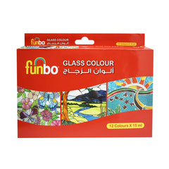 Funbo Glass Paint Set=12 cols x 15ml bottles