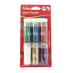 Funbo Glitter Pdr sparkling Bls=9gm x6col+glue
