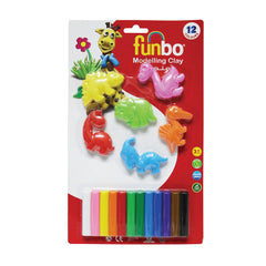 Funbo M.Clay 150g 12 Clrs + 6 Dino 3D Mlds