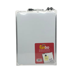 Funbo White Brd D.Sided Magnetic Alu.Fr A3+Mkr