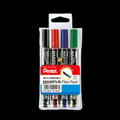 Pentel Maxiflo Whiteboard Marker Flex-Feel Wallet 4 Piece PE-MWL5SBF-04