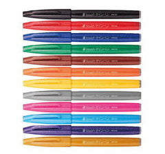 Pentel Brush Si Green Pen Wallet of 12 color PE-SES15C-12