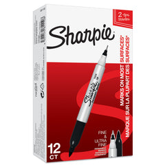 Sharpie P.Marker Twin Tip Black Bx=12Pcs