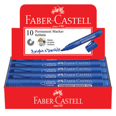 FABER CASTELL PERMANENT MARKER BULLET BOX OF 10PC BLUE