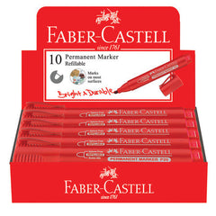 FABER CASTELL PERMANENT MARKER BULLET BOX OF 10PC RED