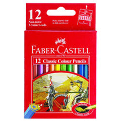 FABER CASTELL CLASSIC COLOUR PENCILS 12 COLOUR HALFSIZE
