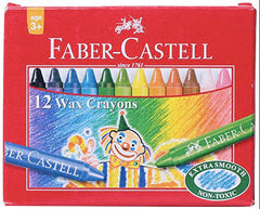 FABER CASTELL WAX CRAYONS 12 COLOR 90MM