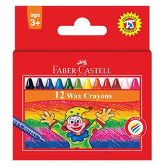 FABER CASTELL WAX CRAYONS 12 COLOR 75MM