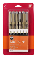 PENS PIGMA MICRON PERMANENT INK BLACK SET OF 6