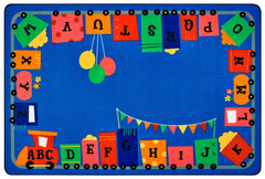 CARPETS FOR KIDS - KIDSVALUE PLUS ALPHABET FUN TRAIN - RECTANGLE - 6 FT X 9 FT - SPECIFY CARPET COLOR