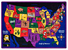 CARPETS FOR KIDS - PREMIUM DISCOVER AMERICA - RECTANGLE - 5 FT 10 IN X 8 FT 4 IN - SPECIFY CARPET COLOR