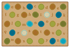 CARPETS FOR KIDS - KIDSOFT ALPHABET DOTS - RECTANGLE - 6 FT X 9 FT - SPECIFY CARPET COLOR