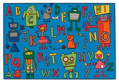 CARPETS FOR KIDS - KIDSVALUE READING ROBOTS - RECTANGLE - 4 FT X 6 FT - SPECIFY CARPET COLOR