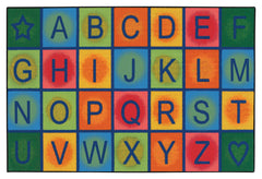 CARPETS FOR KIDS - KIDSVALUE SIMPLE ALPHABET BLOCKS - RECTANGLE - 3 FT X 4 FT 6 IN - SPECIFY CARPET COLOR