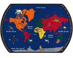 FLAGSHIP CARPETS - MAPS THAT TEACH - OVAL - 6 FT X 9 FT - SPECIFY CARPET COLOR