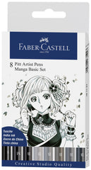 PENS ARTISTS FABER-CASTELL PITT ASST MANGA SET OF 8