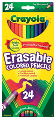 PENCILS COLORED CRAYOLA ERASABLE ASST COLORS SET OF 24