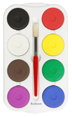 PAINT TEMPERA CAKES RICHESON ASST COLOR TRAY/BRUSH SET OF 9