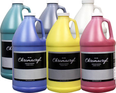 PAINT ACRYLIC STUDENTS CHROMACRYL HALF GALLONS ASST ORIGINAL COLORS SET 6