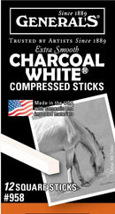 CHARCOAL STICKS COMP GENERALS WHITE SOFT PACK OF 12