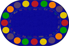 CHILDCRAFT - CARPETS - ALPHABET COLORFUL CIRCLES SEATS - OVAL - 6 FT X 9 FT - SPECIFY NUMBER OF SEATS - SPECIFY COLOR