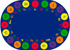 CHILDCRAFT - CARPETS - COLORFUL CIRCLES ABC123 - OVAL - 6 FT X 9 FT - SPECIFY NUMBER OF SEATS - SPECIFY COLOR