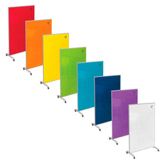 MARKERBOARD - MOORECO - HIERARCHY GROW AND ROLL MOBILE GLASS PANEL BOARD - 3 H X 4 W FT - SPECIFY COLOR